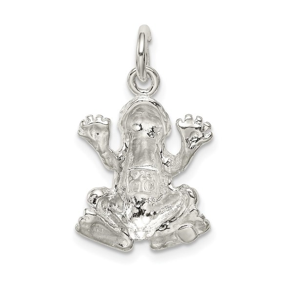 925 Sterling Silver Frog Bracelet or Necklace Charm, Unisex - Picture 4 of 4